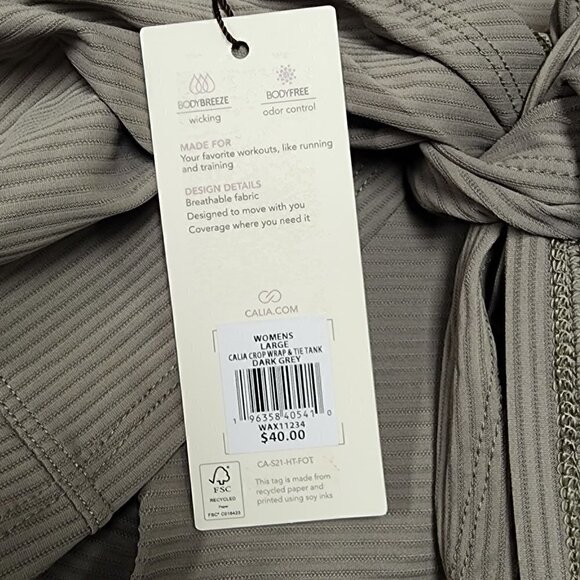 Calia Crop Wrap & Tie Tank Dark Grey Large - Picture 7 of 7